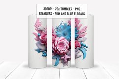 Seamless 3D Pink and Blue Tumbler Wraps, Floral Sublimations Product Image 4