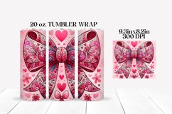 Valentine&#039;s Day Bow Tumbler Wrap Sublimation Design Product Image 2