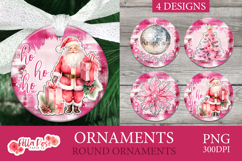 Pink Christmas Disco | Girly | Round Christmas Ornaments Product Image 1