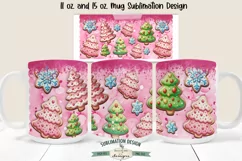 Pink Christmas Cookies Sublimation Mug - 11 & 15 oz PNG Product Image 3