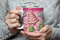 Pink Christmas Cookies Sublimation Mug - 11 & 15 oz PNG Product Image 2