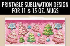 Pink Christmas Cookies Sublimation Mug - 11 & 15 oz PNG Product Image 5