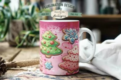 Pink Christmas Cookies Sublimation Mug - 11 & 15 oz PNG Product Image 4