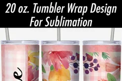 Pink Plaid Floral Seamless 20 oz Tumbler Sublimation Product Image 2