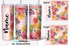 Pink Plaid Floral Seamless 20 oz Tumbler Sublimation Product Image 1