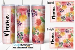 Pink Plaid Floral Seamless 20 oz Tumbler Sublimation Product Image 1