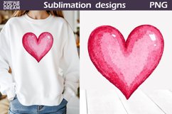 Pink Heart Clipart | Valentines Day Sublimation Product Image 1