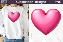 Pink Heart Clipart | Valentines Day Sublimation Product Image 1