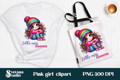 Cute pink girl clipart PNG design | Children sublimation PNG Product Image 1