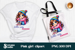 Cute pink girl clipart PNG design | Children sublimation PNG Product Image 1