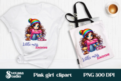 Cute pink girl clipart PNG design | Children sublimation PNG Product Image 1
