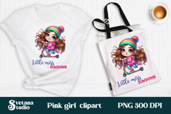 Cute pink girl clipart PNG design | Children sublimation PNG Product Image 1