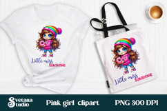 Cute pink girl clipart PNG design | Children sublimation PNG Product Image 1