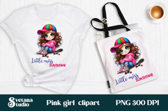 Cute pink girl clipart PNG design | Children sublimation PNG Product Image 1