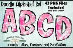 Pink Snowflakes Doodle Alphabet Numbers | PNG Files Product Image 1