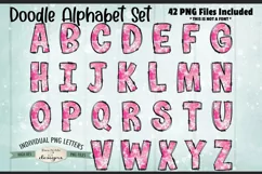Pink Snowflakes Doodle Alphabet Numbers | PNG Files Product Image 2