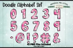 Pink Snowflakes Doodle Alphabet Numbers | PNG Files Product Image 3