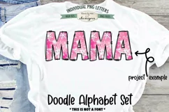 Pink Snowflakes Doodle Alphabet Numbers | PNG Files Product Image 4