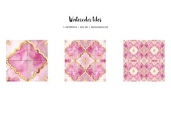 Watercolor 36 tiles clipart. Pink, yellow and gold tiles Product Image 3