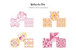 Watercolor 36 tiles clipart. Pink, yellow and gold tiles Product Image 4