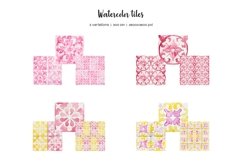 Watercolor 36 tiles clipart. Pink, yellow and gold tiles Product Image 6