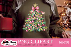 Pink and Green Christmas Tree | Girly | PNG Clipart Product Image 1