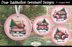 Pink Truck Christmas Ornament Designs | 4 PNG Files Add Name Product Image 1