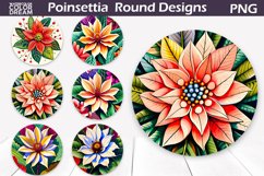 Poinsettia Round Sign PNG | Flowers Round Sublimation Product Image 1