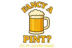 Fancy A Pint Beer Tankard logo slogan Illustration PNG EPS Product Image 1