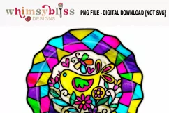 Bird Wild Flower Stain Glass Wind Spinner | PNG Sublimation Product Image 3
