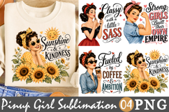 Pinup Girl Sublimation, Retro Strong Women &amp; Sunflower Product Image 1