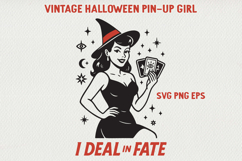 Vintage Halloween Pin-Up Girl Poster | Retro PNG SVG Product Image 1