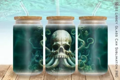 Pirate frosted glass wrap, skull libbey can glass design Product Image 1