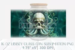 Pirate frosted glass wrap, skull libbey can glass design Product Image 3
