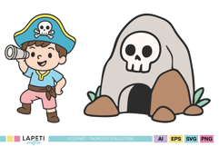 Cute pirate party PNG graphics for kids birthday invitations
