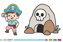 Cute pirate party PNG graphics for kids birthday invitations