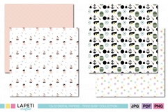 Cute pirate scrapbook paper set with soft pastel colors and 12x12 printable designs