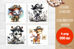 Funny animal Coaster Sublimation |cute pirates animal png Product Image 1