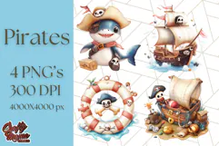Cartoon Pirate Kids and Animals PNG Clipart for Fun Designs Product Image 1