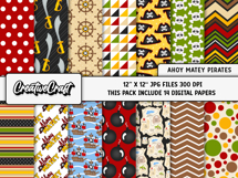 Pirates Digital Paper and Clipart png, pirates clipart Product Image 2