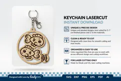 Cute Zodiac Keychain SVG | Pisces Astrology Design Product Image 1