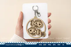 Cute Zodiac Keychain SVG | Pisces Astrology Design Product Image 3