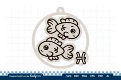 Cute Zodiac Keychain SVG | Pisces Astrology Design Product Image 2