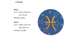 Pisces Embroidery Design - Astrological Embroidery Pattern Product Image 2
