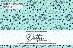 Pisces Zodiac Repeat Seamless Pattern - Digital Paper, JPG, Product Image 1