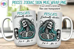 Snarky Skeleton Zodiac Sign Mug Wrap, Pisces Zodiac Mug Product Image 1