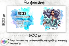 Zodiac Sign Mug Wrap PNG, Pisces 15oz Sublimation Design Product Image 2
