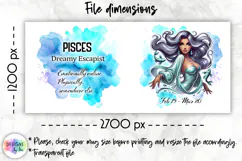 Zodiac Sign Mug Wrap PNG, Pisces 15oz Sublimation Design Product Image 2