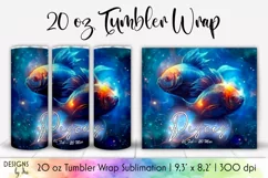 Pisces Zodiac Sign Tumbler Wrap Sublimation| Pisces Tumbler Product Image 1