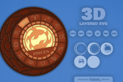 Pisces Zodiac Layered Laser Cut Product Image 2